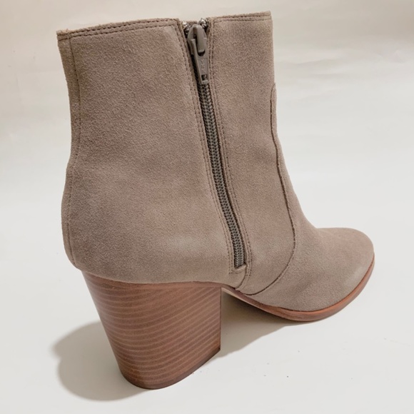 Soludos Emma Mineral Grey Suede Ankle Booties Leather Casual Block Heel Boots 10 - Picture 9 of 12